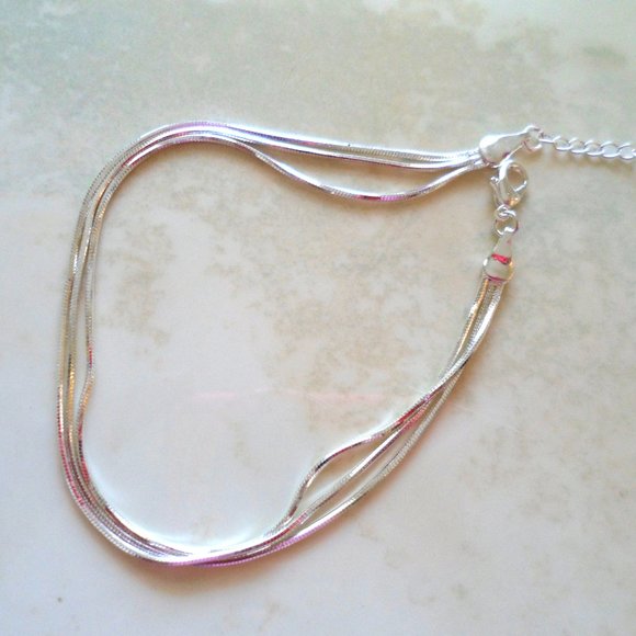 925 Silver Three Strand Snake Bracelet - Picture 5 of 9